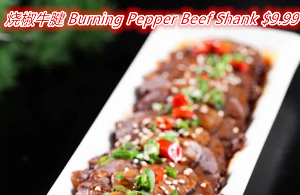 Spicy burning pepper marinated beef shank at Chuanyu Fusion, a Chinese Restaurant in Oklahoma City